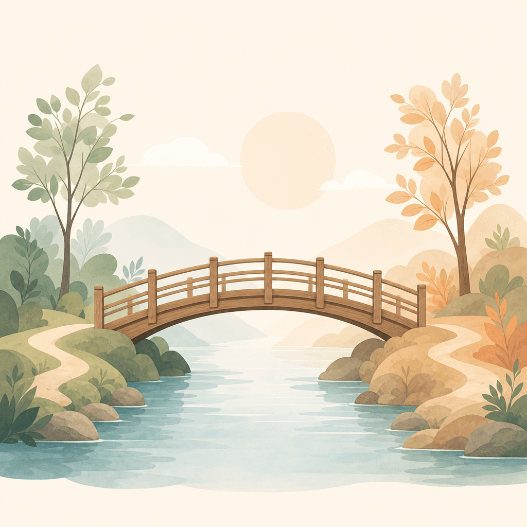Wooden bridge over river
