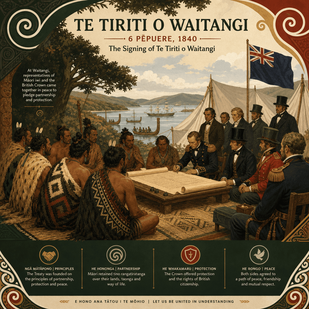 Te Tiriti o Waitangi signing scene 1840
