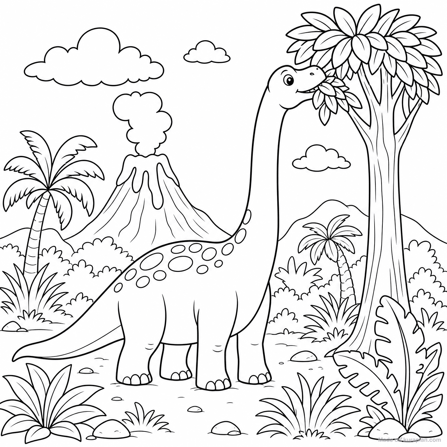 Brontosaurus Long-Neck — Coloring Page