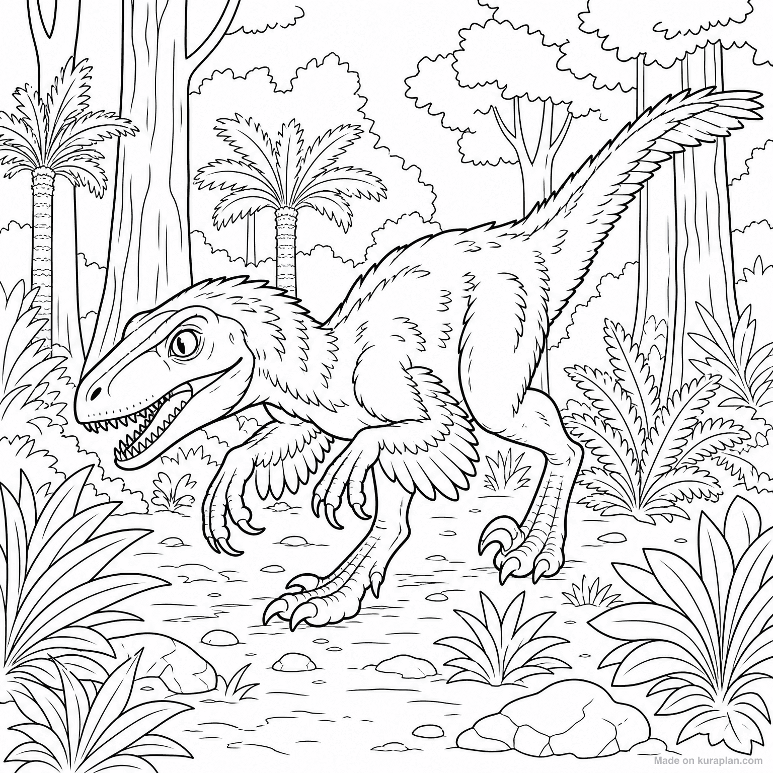 Velociraptor Hunting — Coloring Page