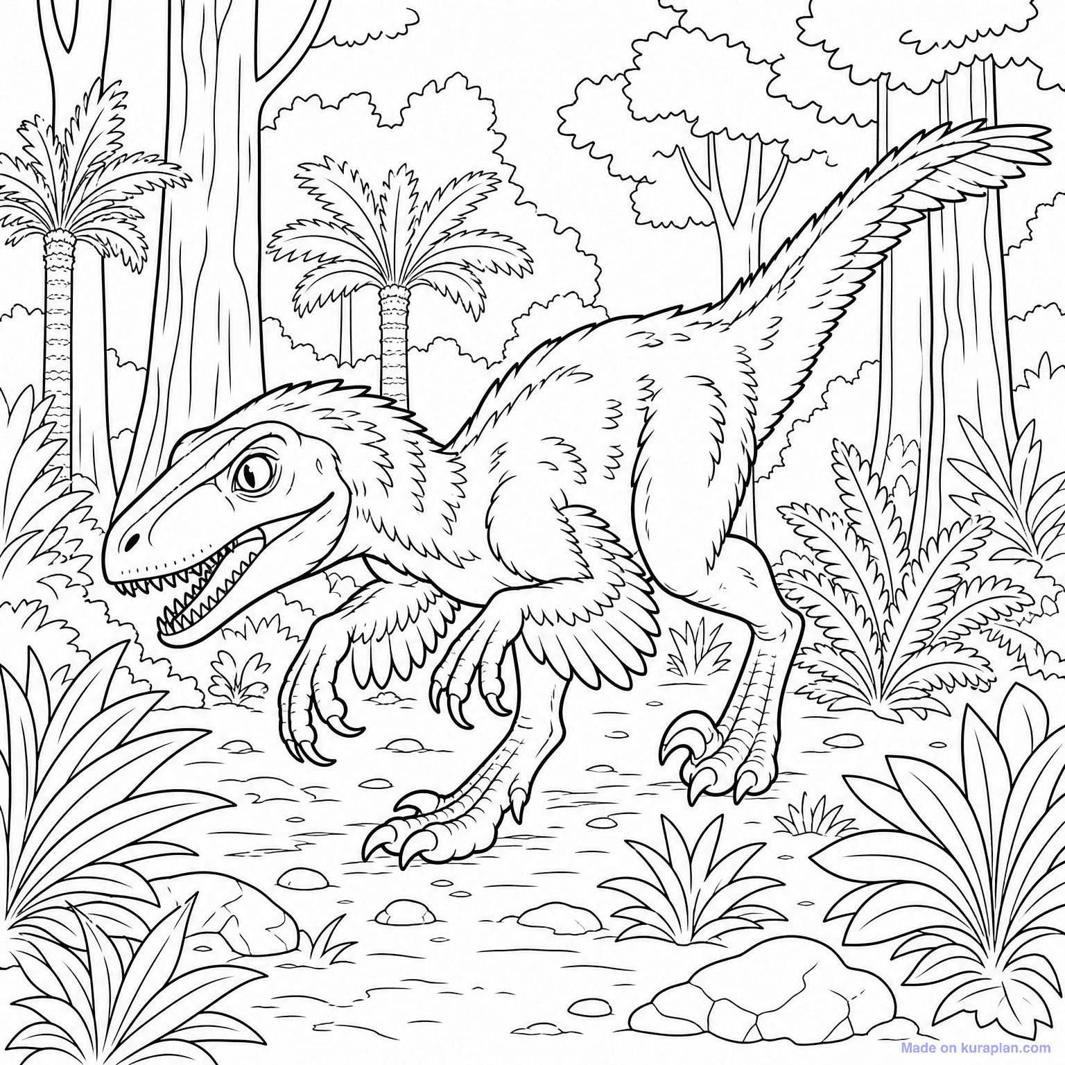 Velociraptor Hunting — Coloring Page