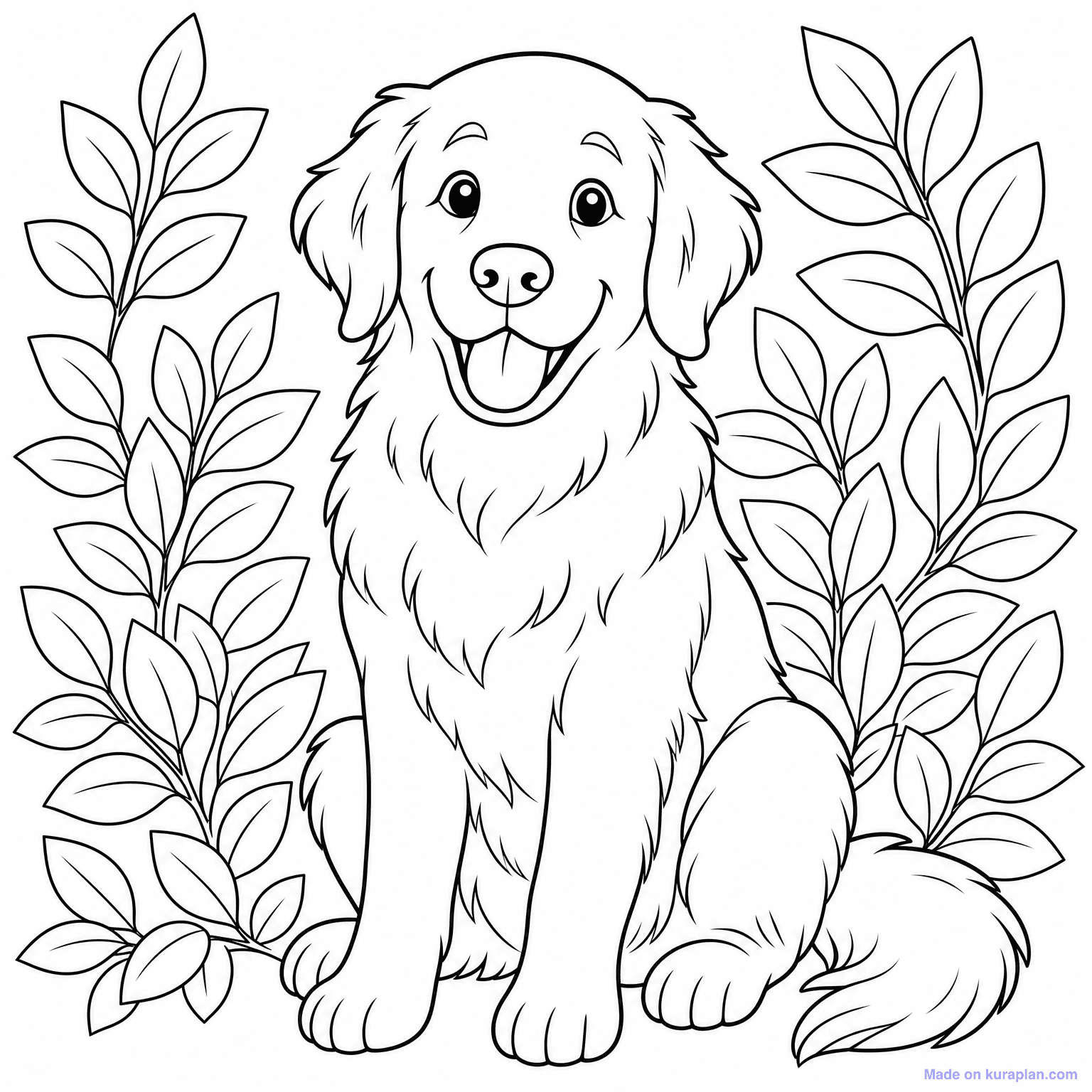 Golden Retriever Portrait — Coloring Page