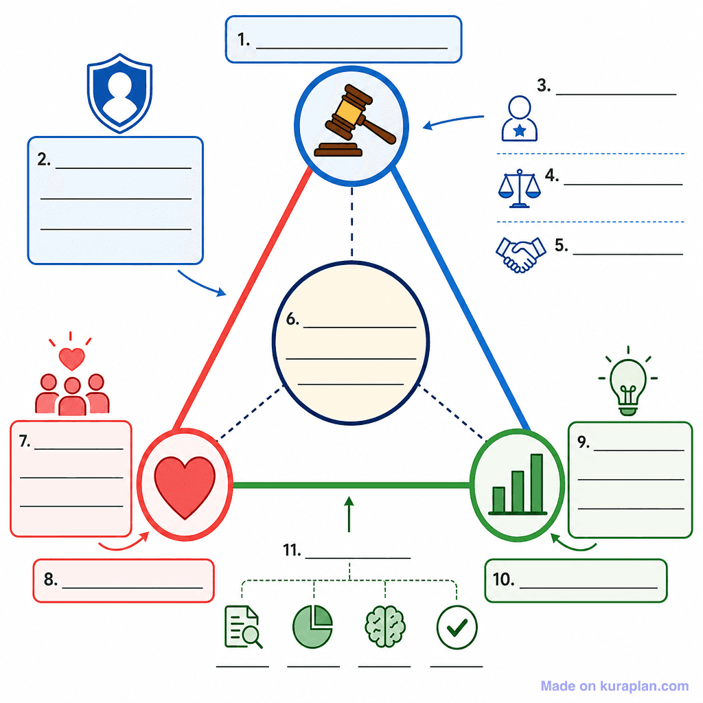 Ethos, Pathos & Logos – Rhetorical Triangle (detailed, unlabeled)