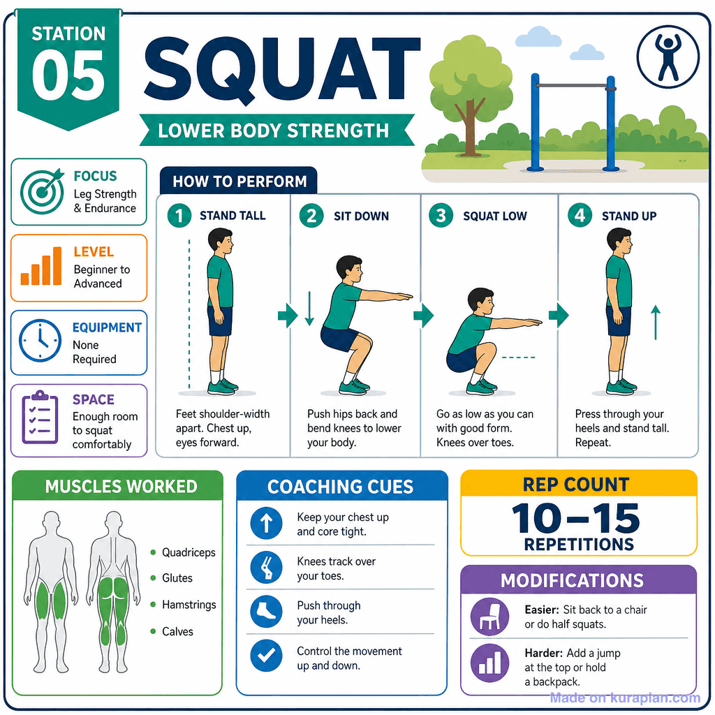 Exercise & Fitness Station Card (detailed)