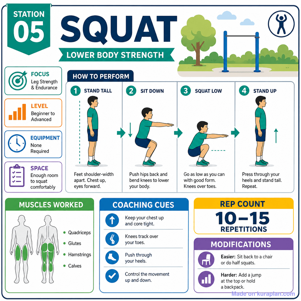 Exercise & Fitness Station Card (detailed)