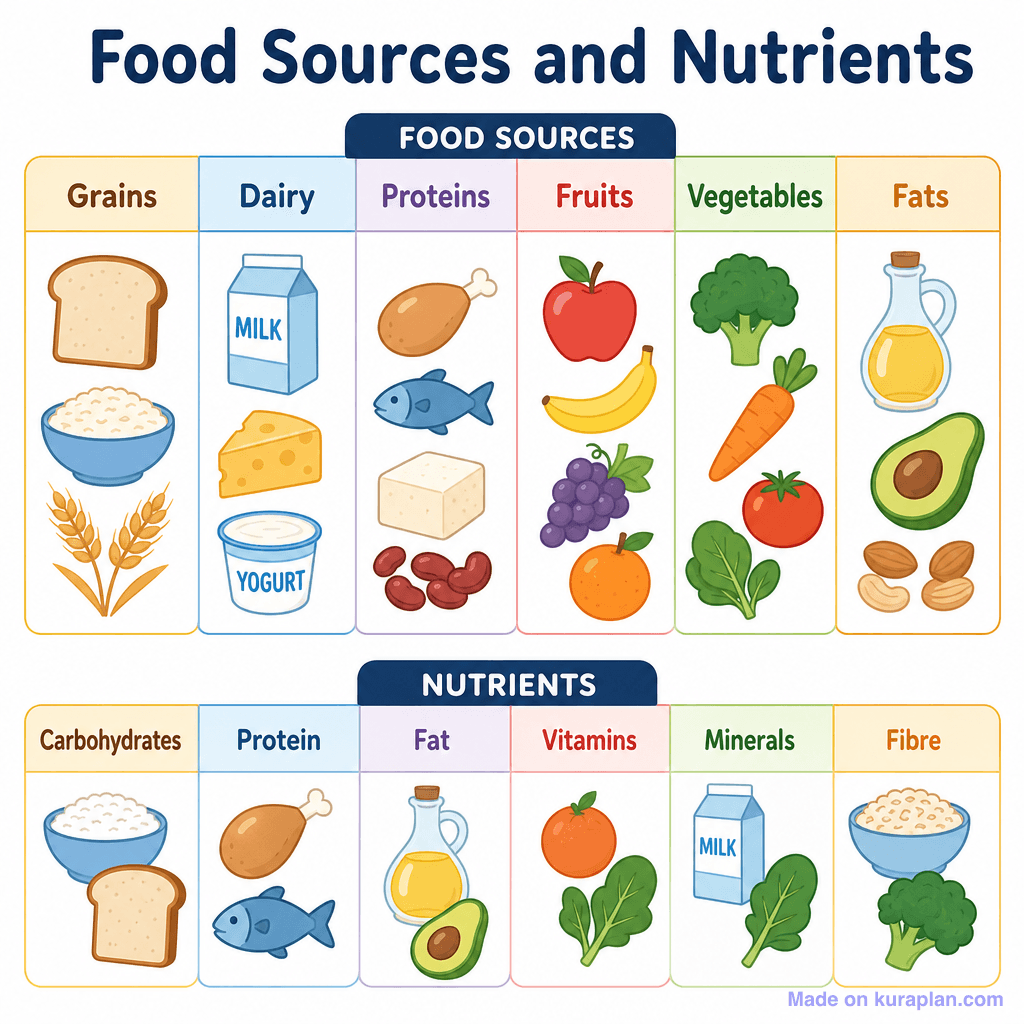 Food Sources and Nutrients (simple)