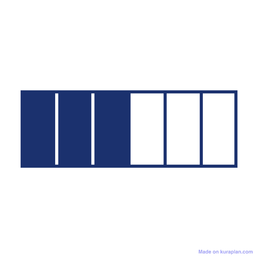 Fraction Bar — 3/6 (three sixths)