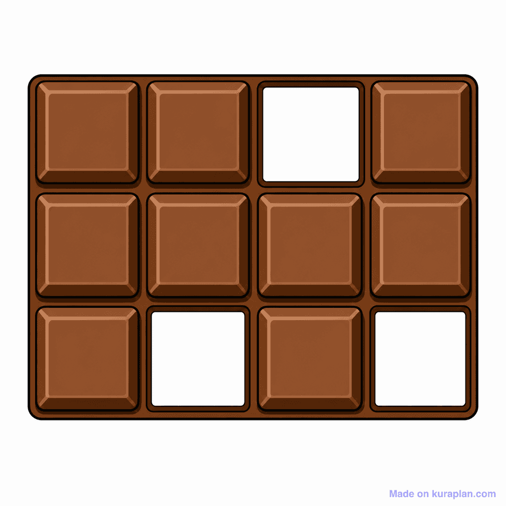 Chocolate Bar Fraction: 3 of 12 Missing