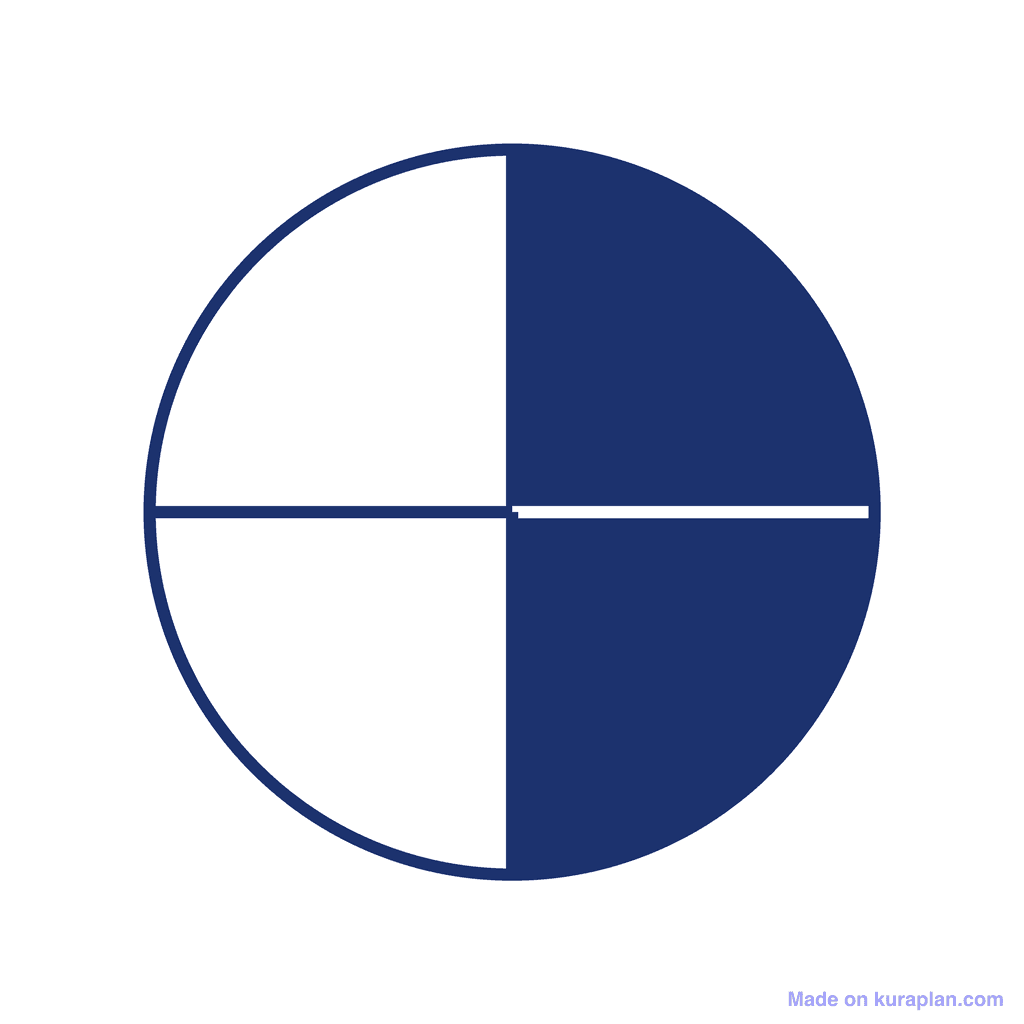 Fraction Circle — 2/4 (two quarters)