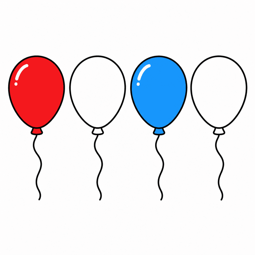 Fraction Set: 2 of 4 Balloons