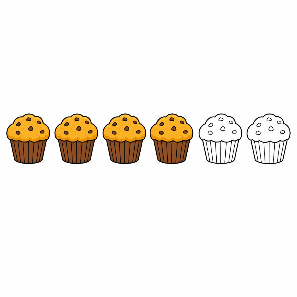 Fraction Set: 4 of 6 Muffins