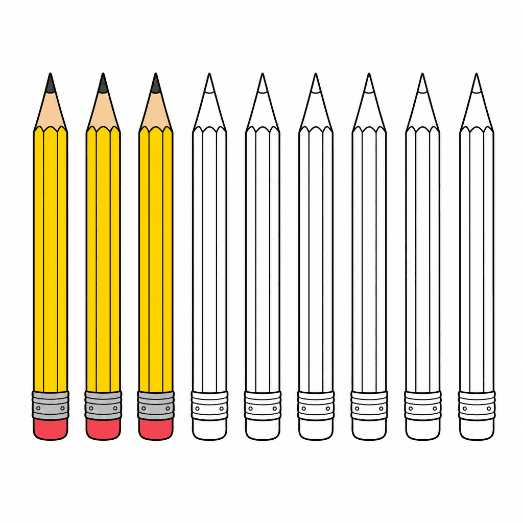 Fraction Set: 3 of 9 Pencils