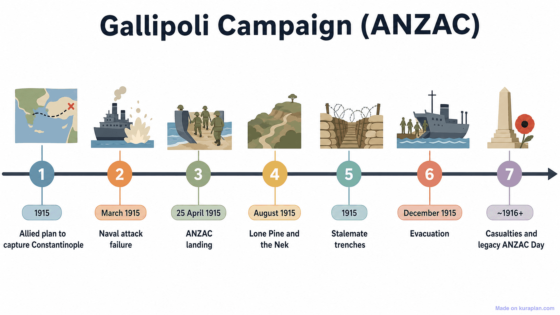 Gallipoli Campaign (ANZAC) Timeline