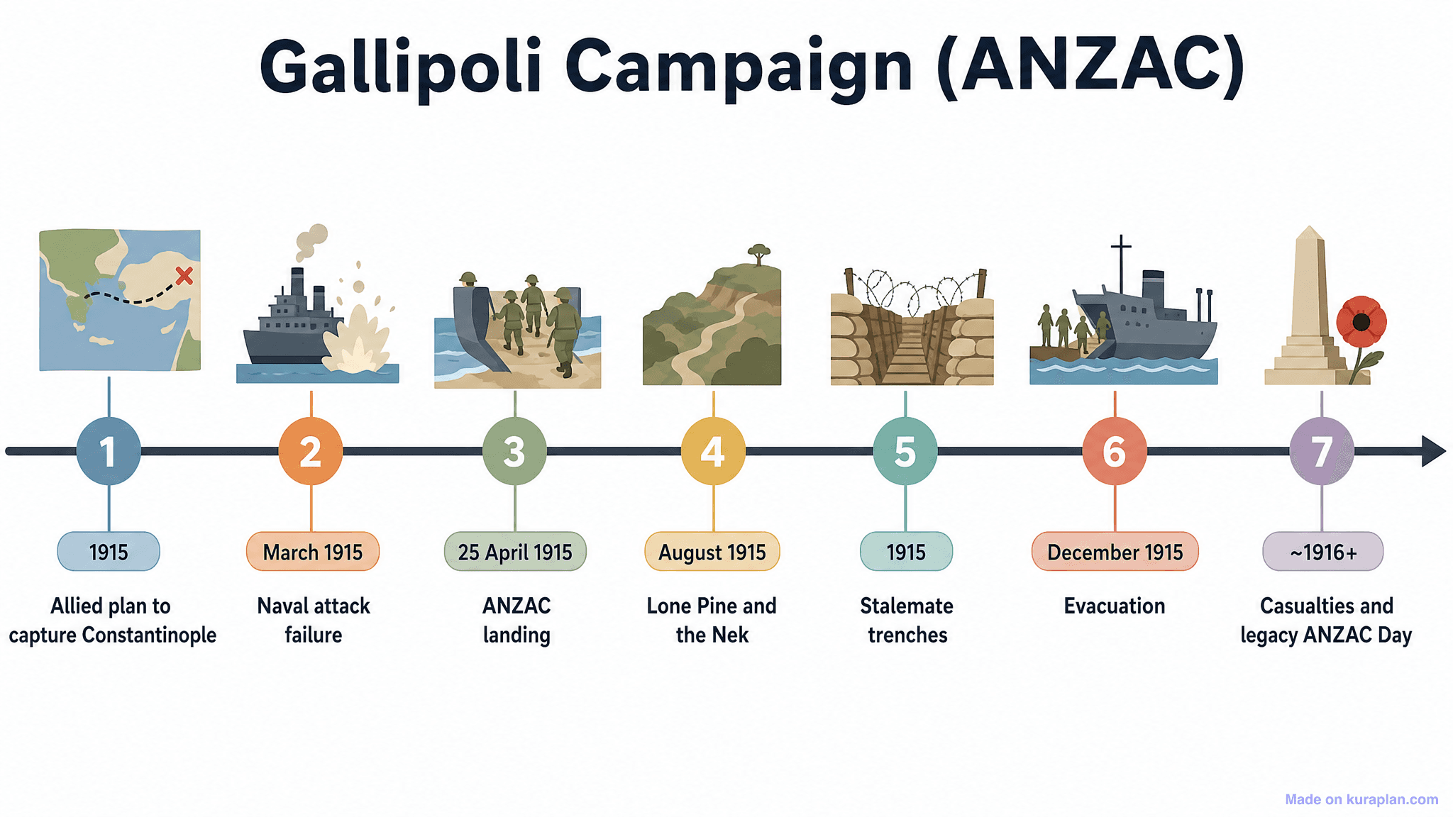 Gallipoli Campaign (ANZAC) Timeline