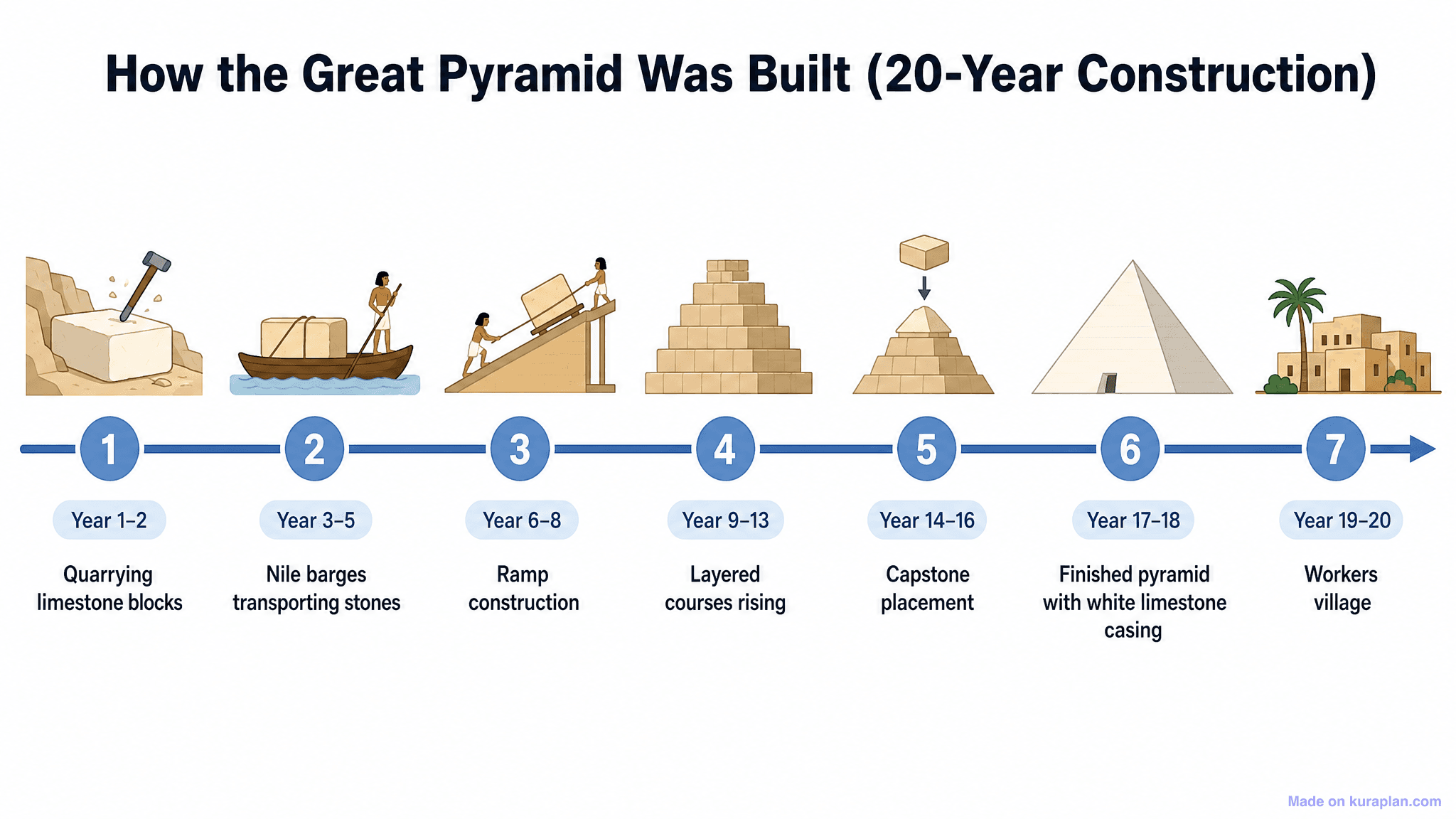 How the Great Pyramid Was Built (20-Year Construction) Timeline