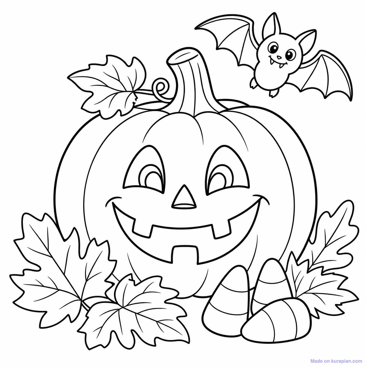Friendly Jack-O-Lantern Pumpkin — Coloring Page