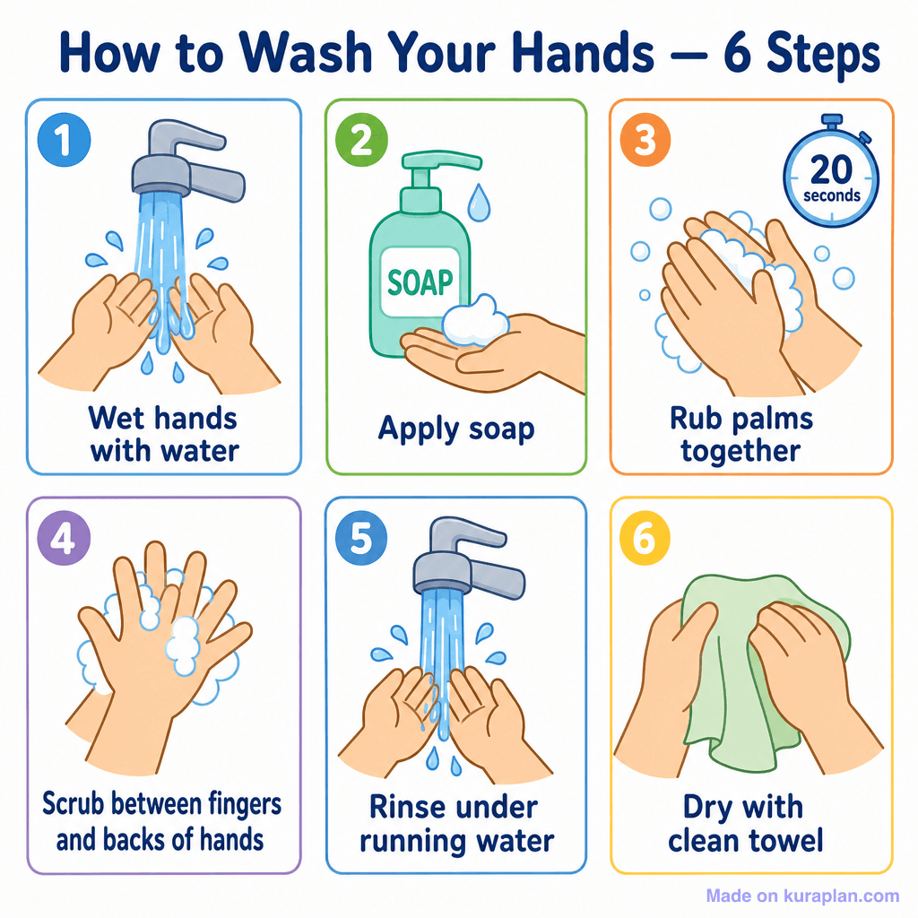 How to Wash Your Hands — 6 Steps (simple)