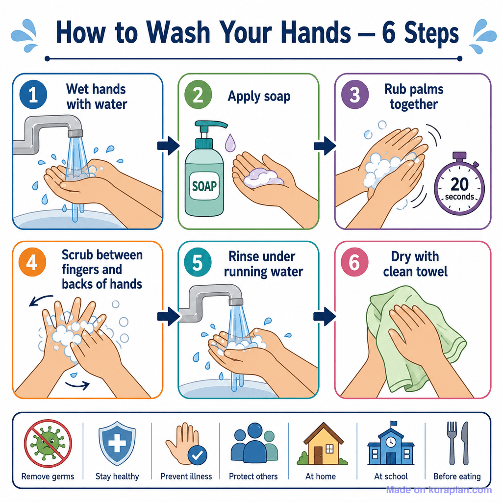 How to Wash Your Hands — 6 Steps (detailed)