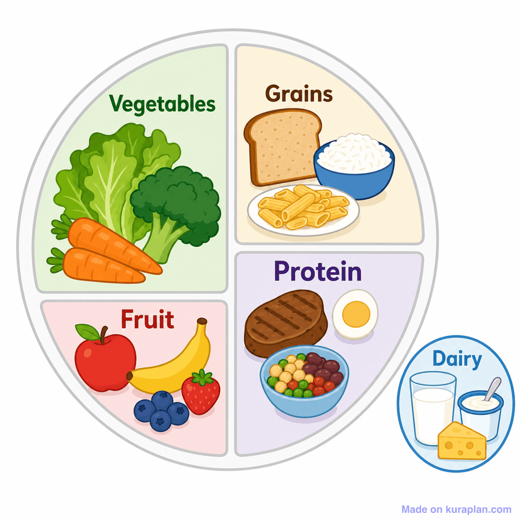 Healthy Plate — Five Food Groups (simple)