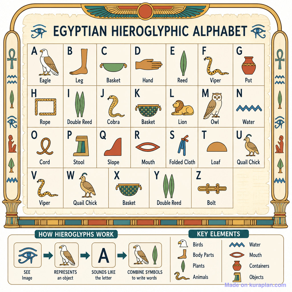 Egyptian Hieroglyphic Alphabet (detailed)