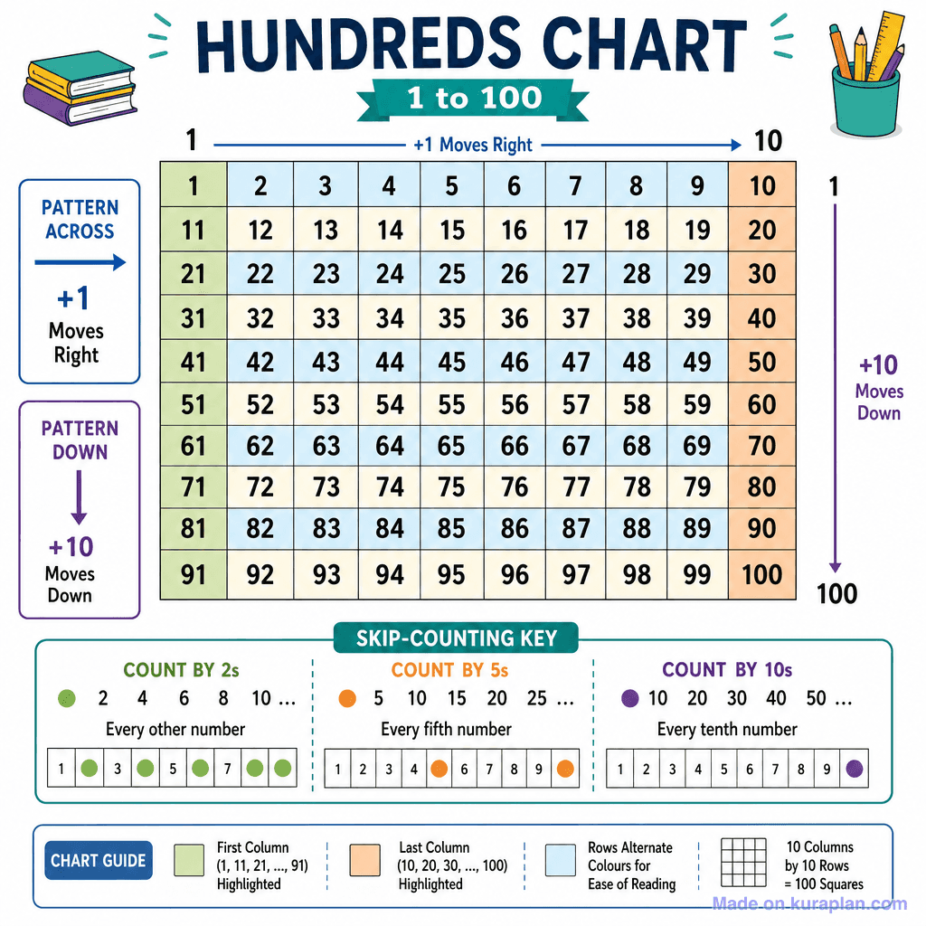 Hundreds Chart (1 to 100) (detailed)