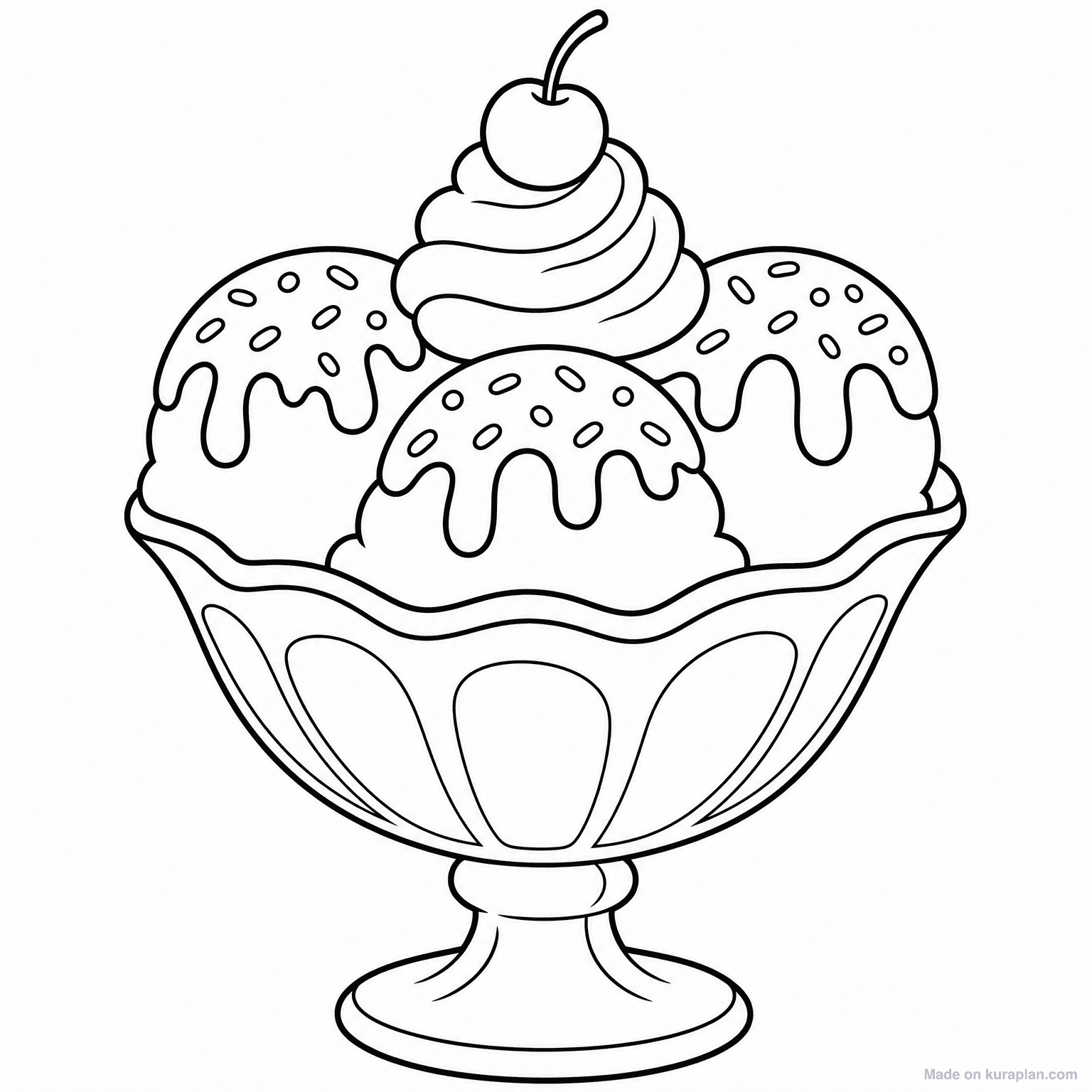 Ice Cream Sundae — Coloring Page