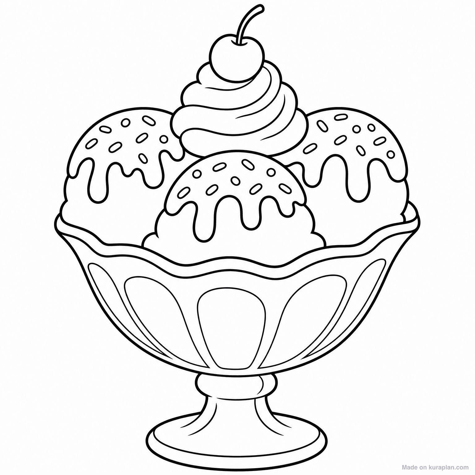 Ice Cream Sundae — Coloring Page