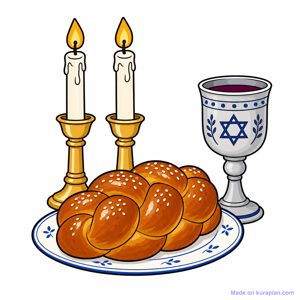 Jewish Shabbat Candles Challah