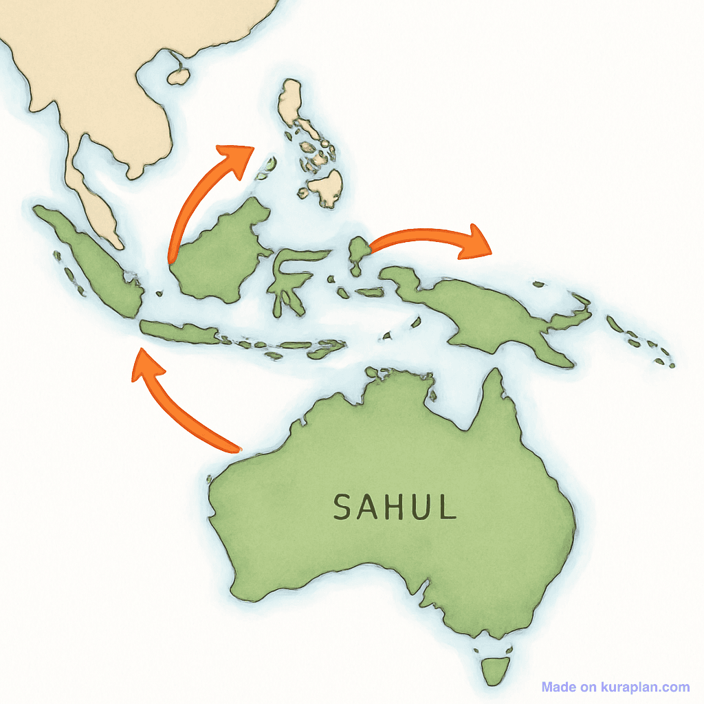 Sahul land bridge migration map