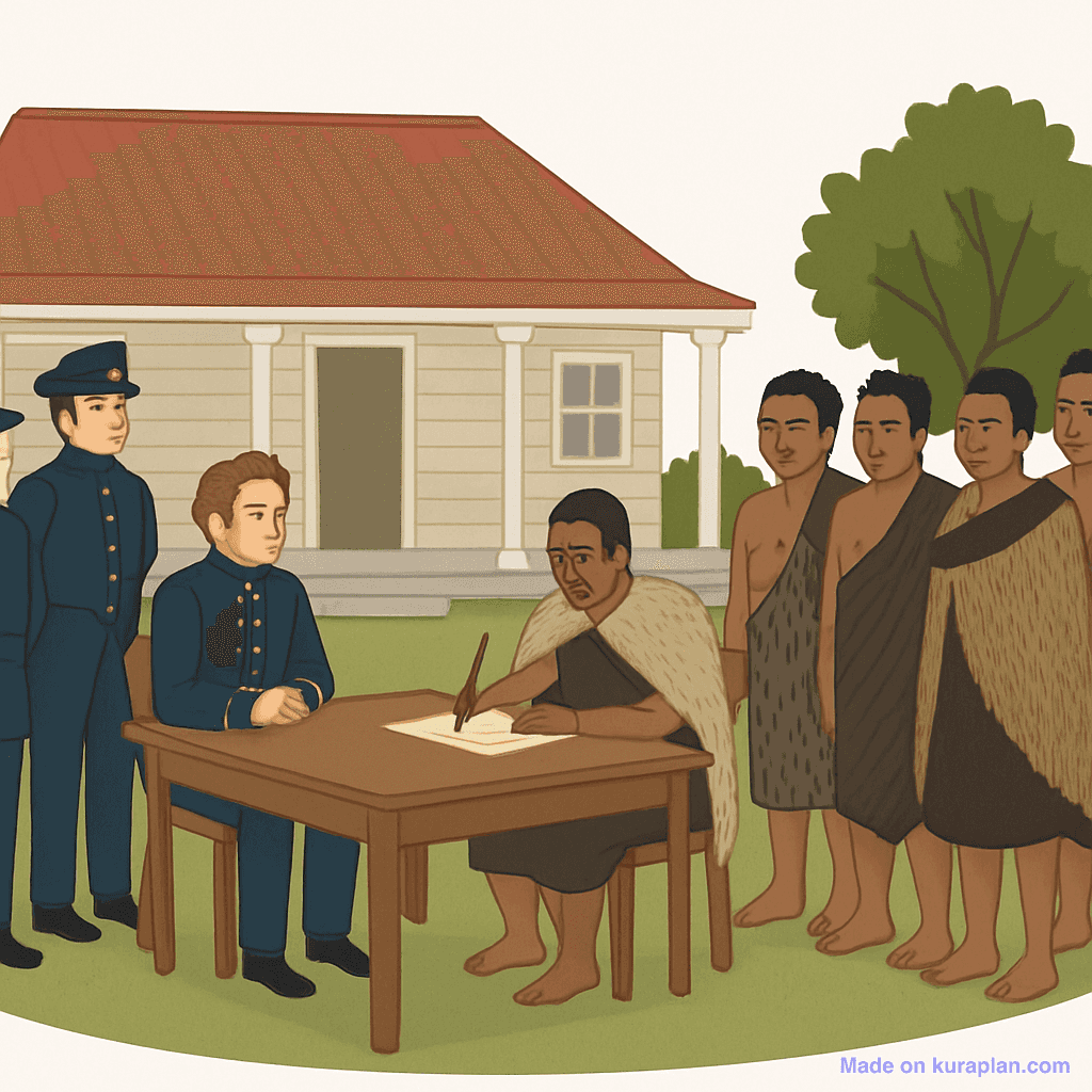 Treaty of Waitangi signing scene