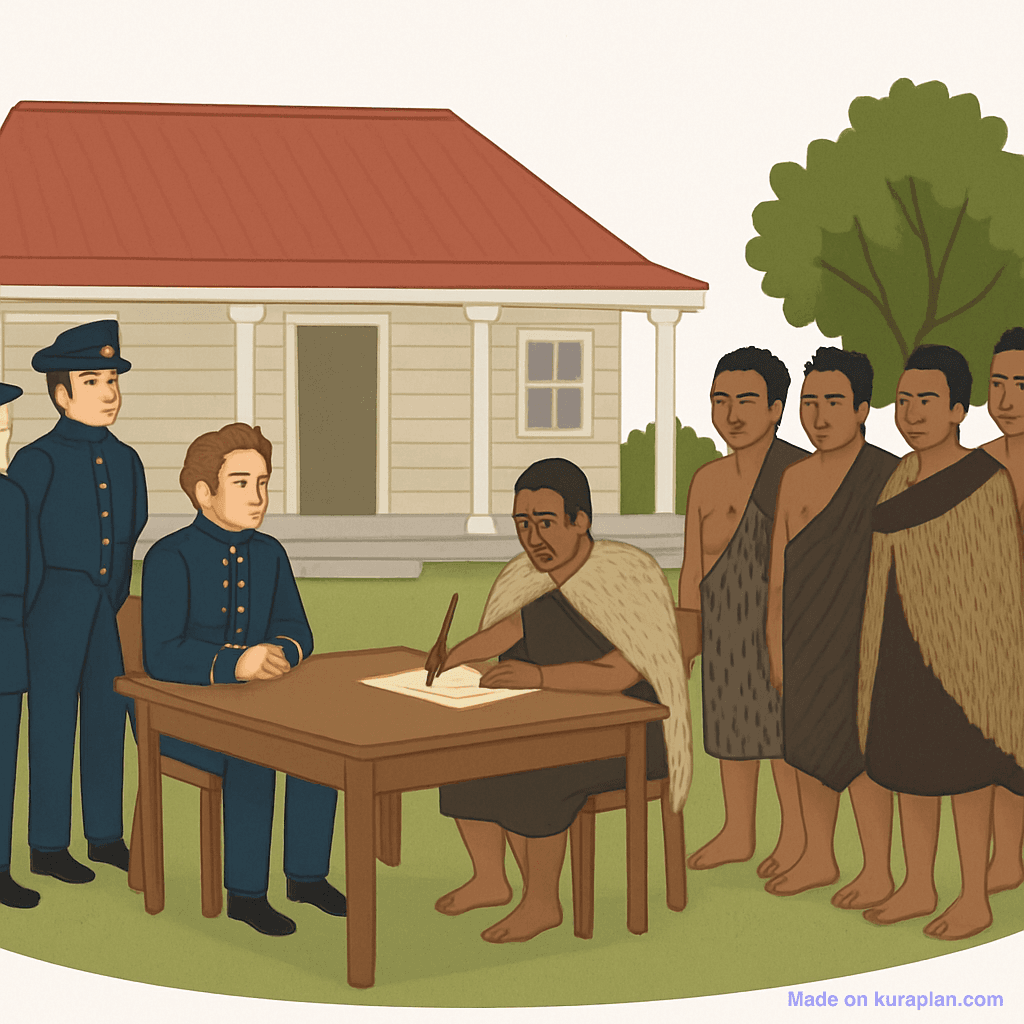 Treaty of Waitangi signing scene