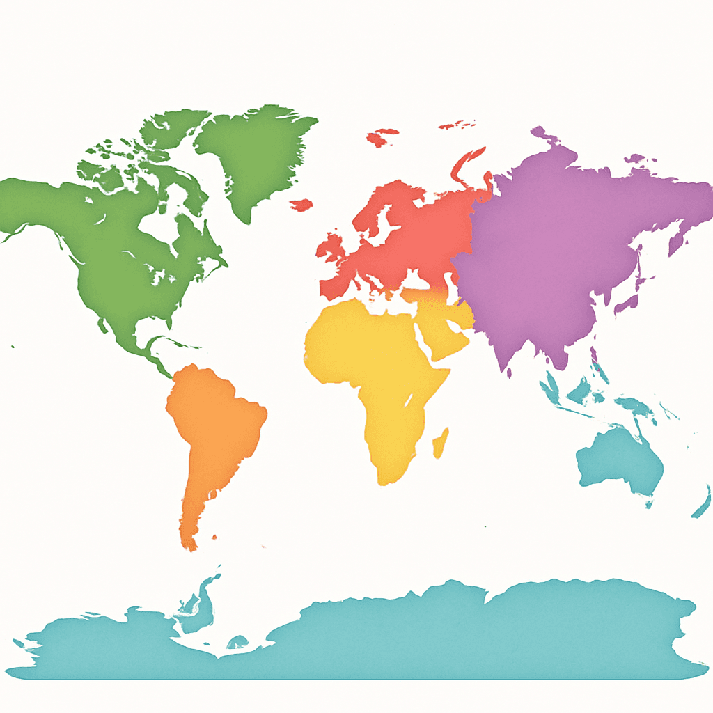 World map — 7 continents