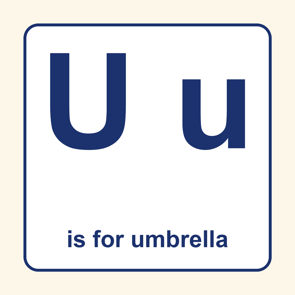Letter Card — Uu (umbrella)