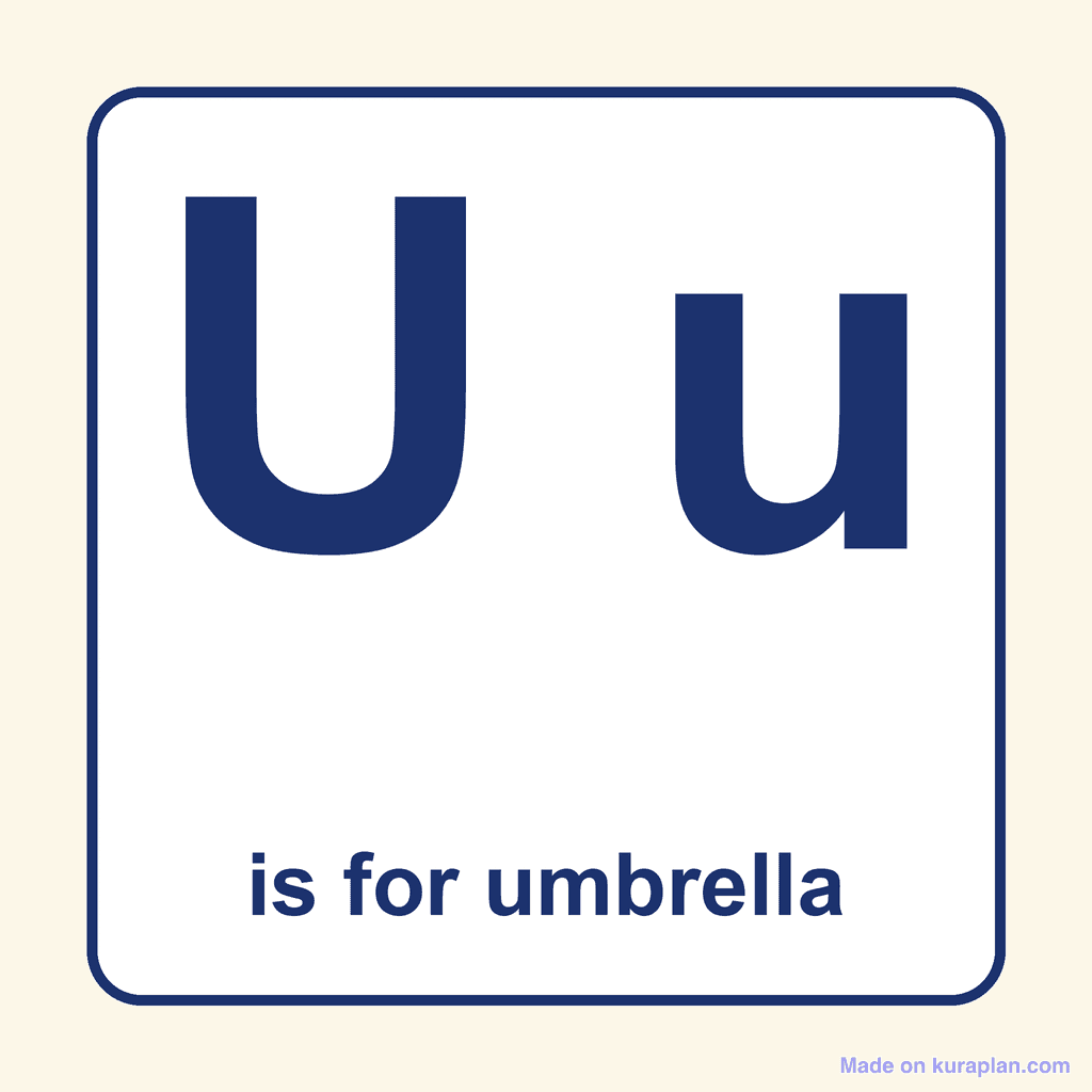Letter Card — Uu (umbrella)