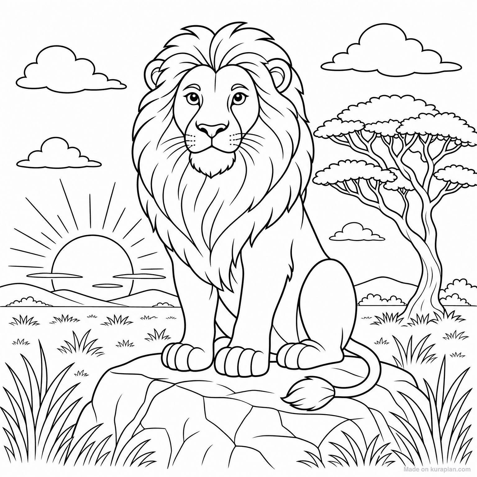 Lion King with Mane — Coloring Page