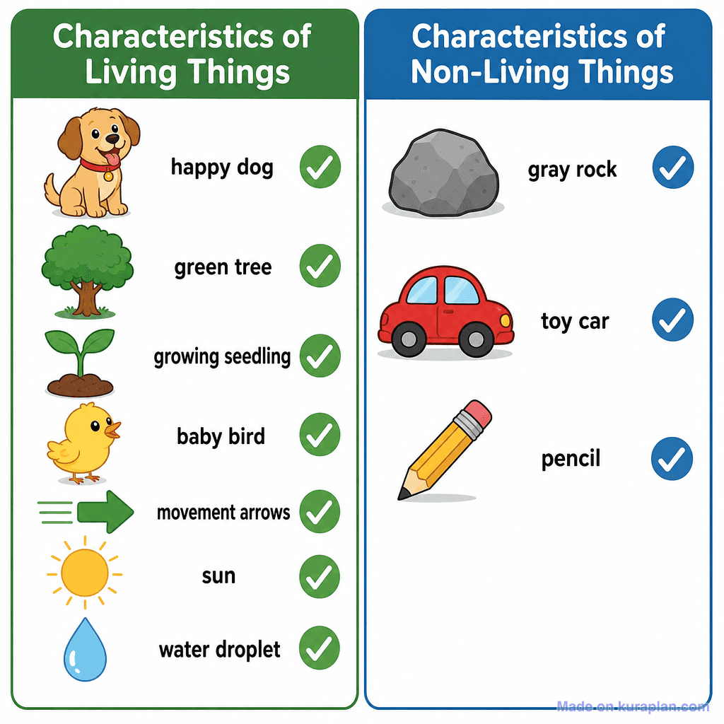 Characteristics of Living vs Non-Living Things (simple)