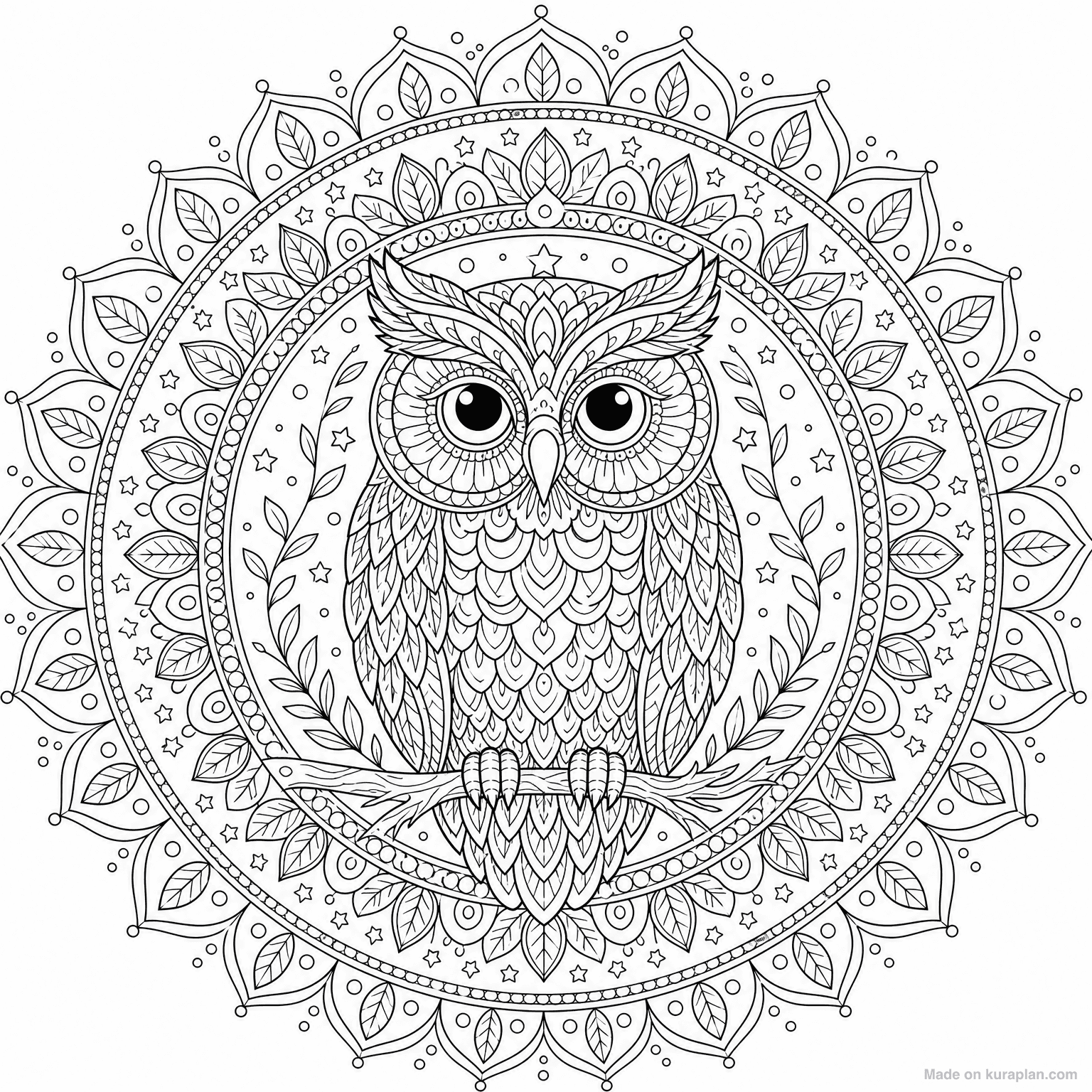 Owl Mandala — Coloring Page