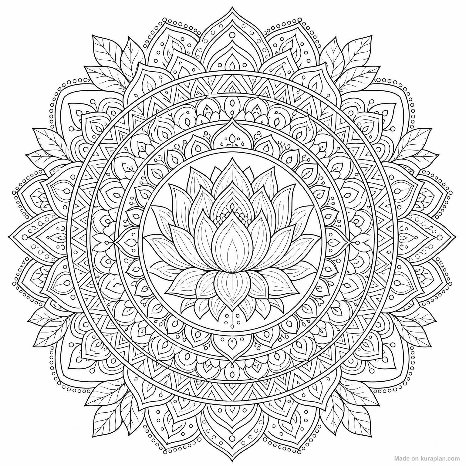 Lotus Flower Mandala — Coloring Page