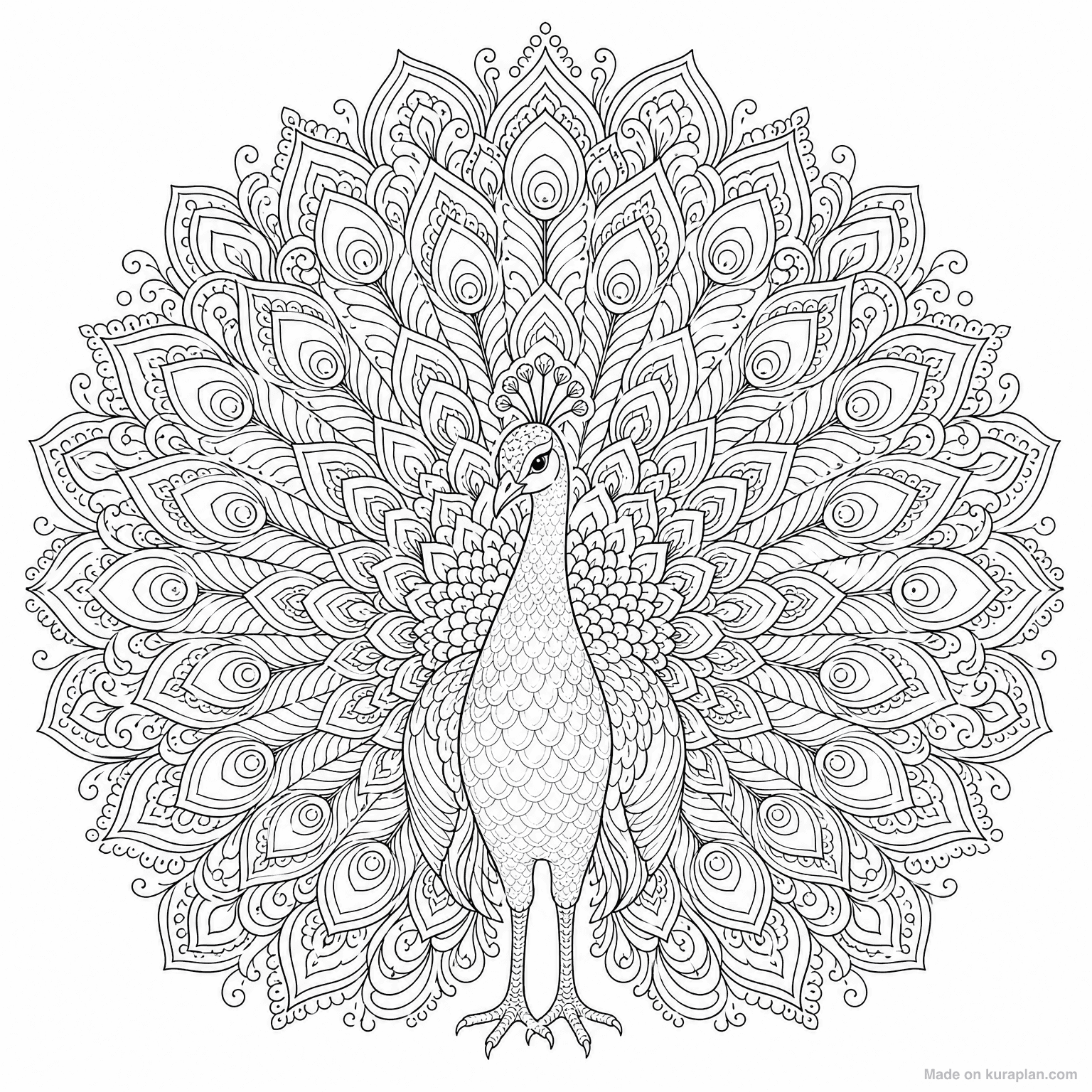 Peacock Mandala — Coloring Page