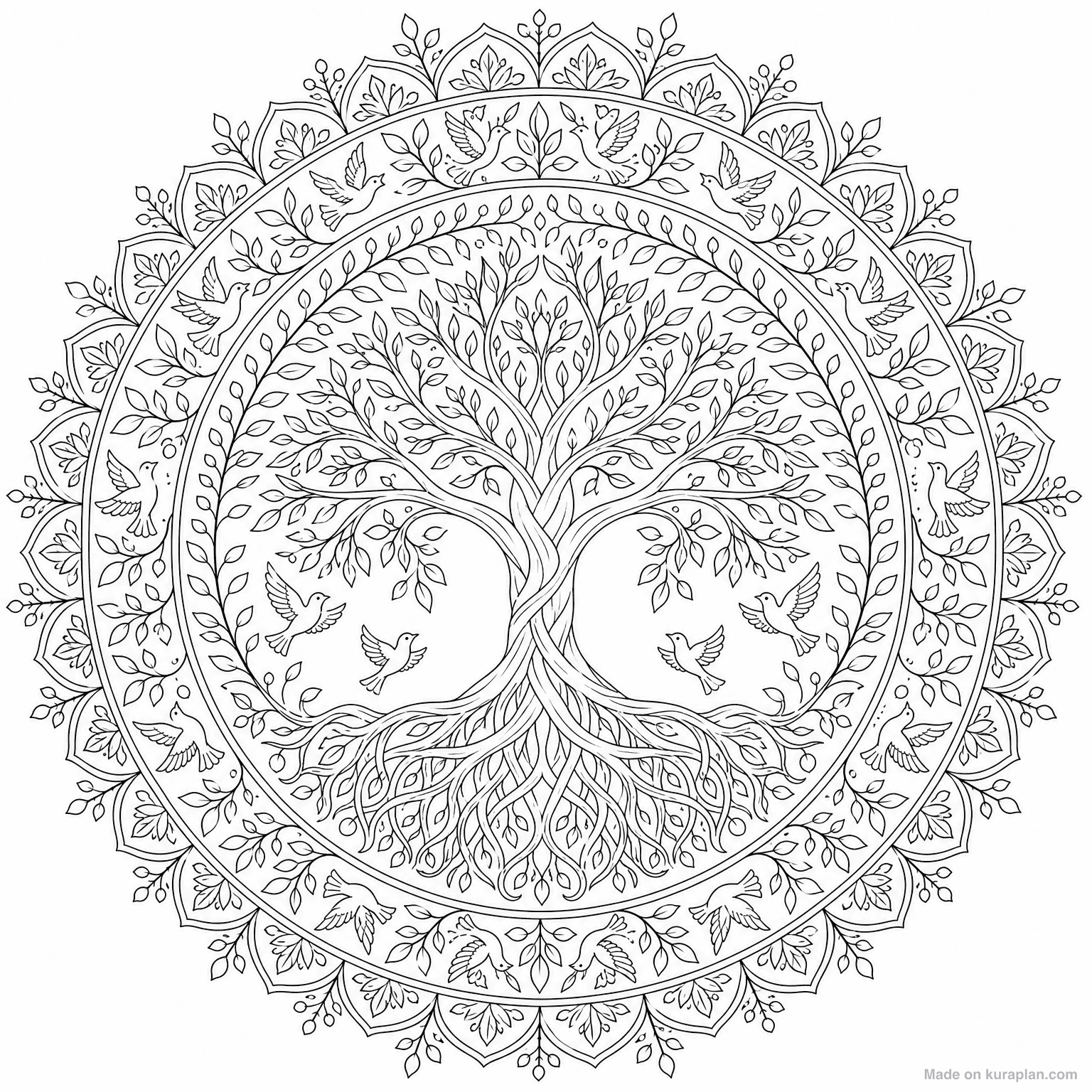Tree of Life Mandala — Coloring Page