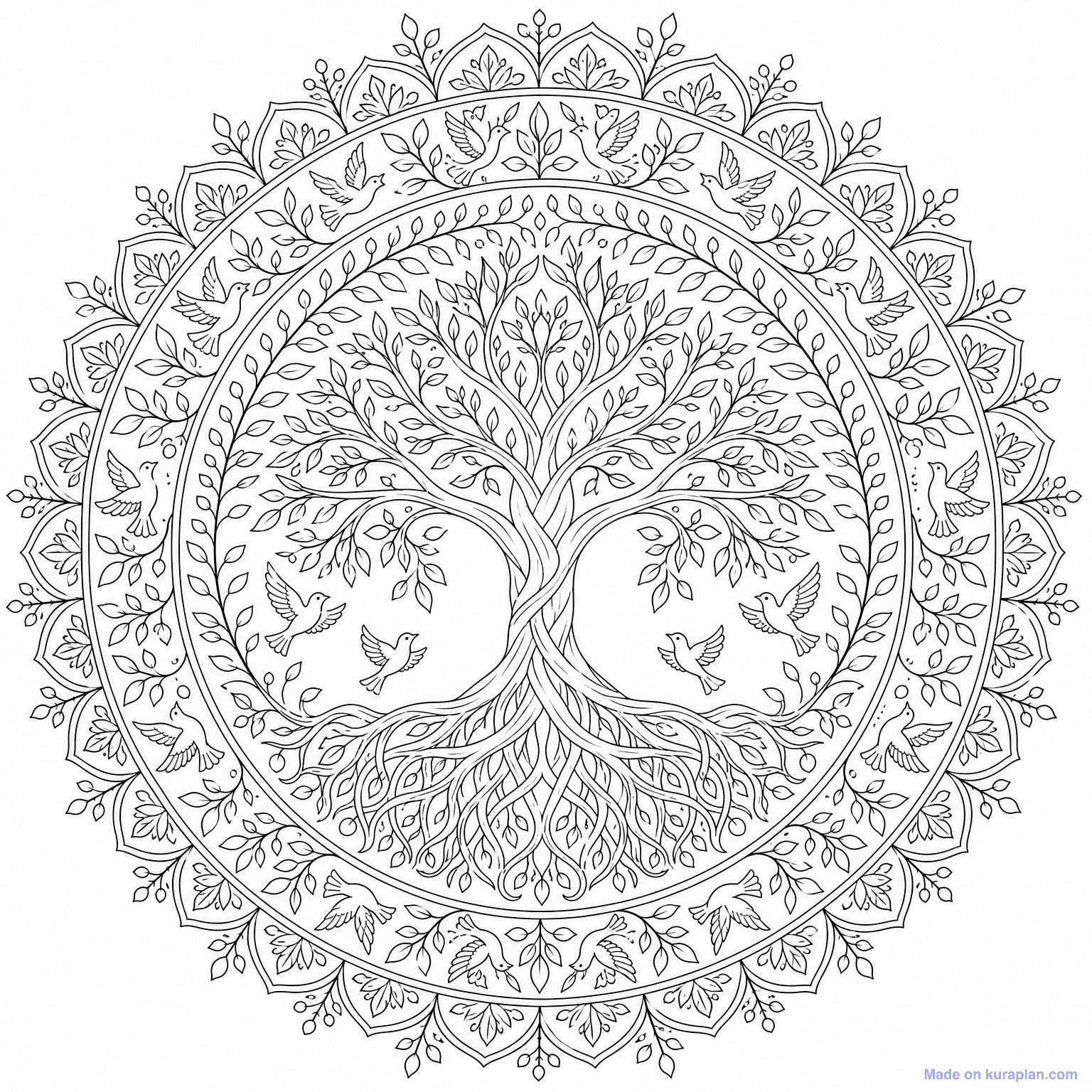 Tree of Life Mandala — Coloring Page