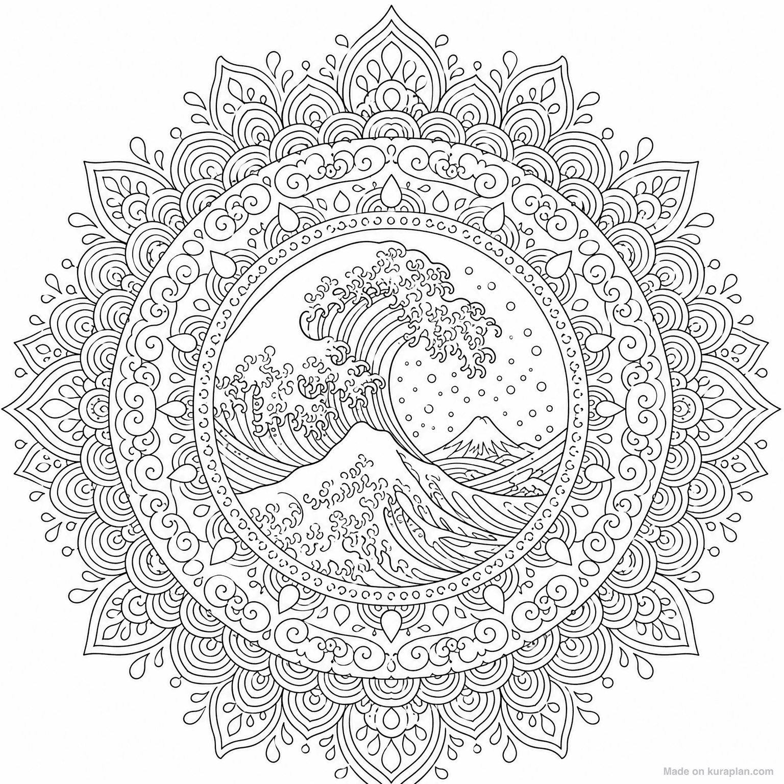 Wave Mandala — Coloring Page