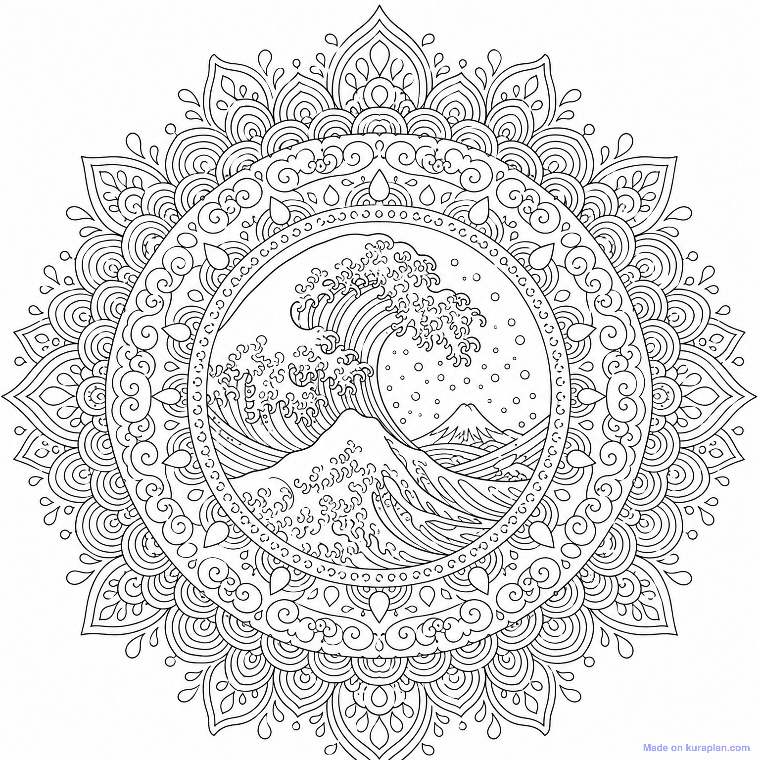 Wave Mandala — Coloring Page