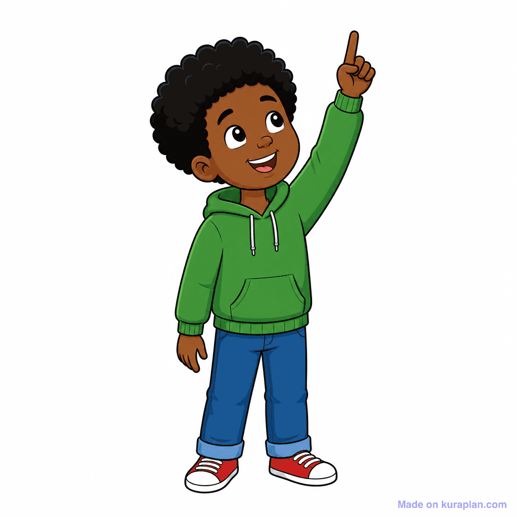 Mascot Kid Pointing Up