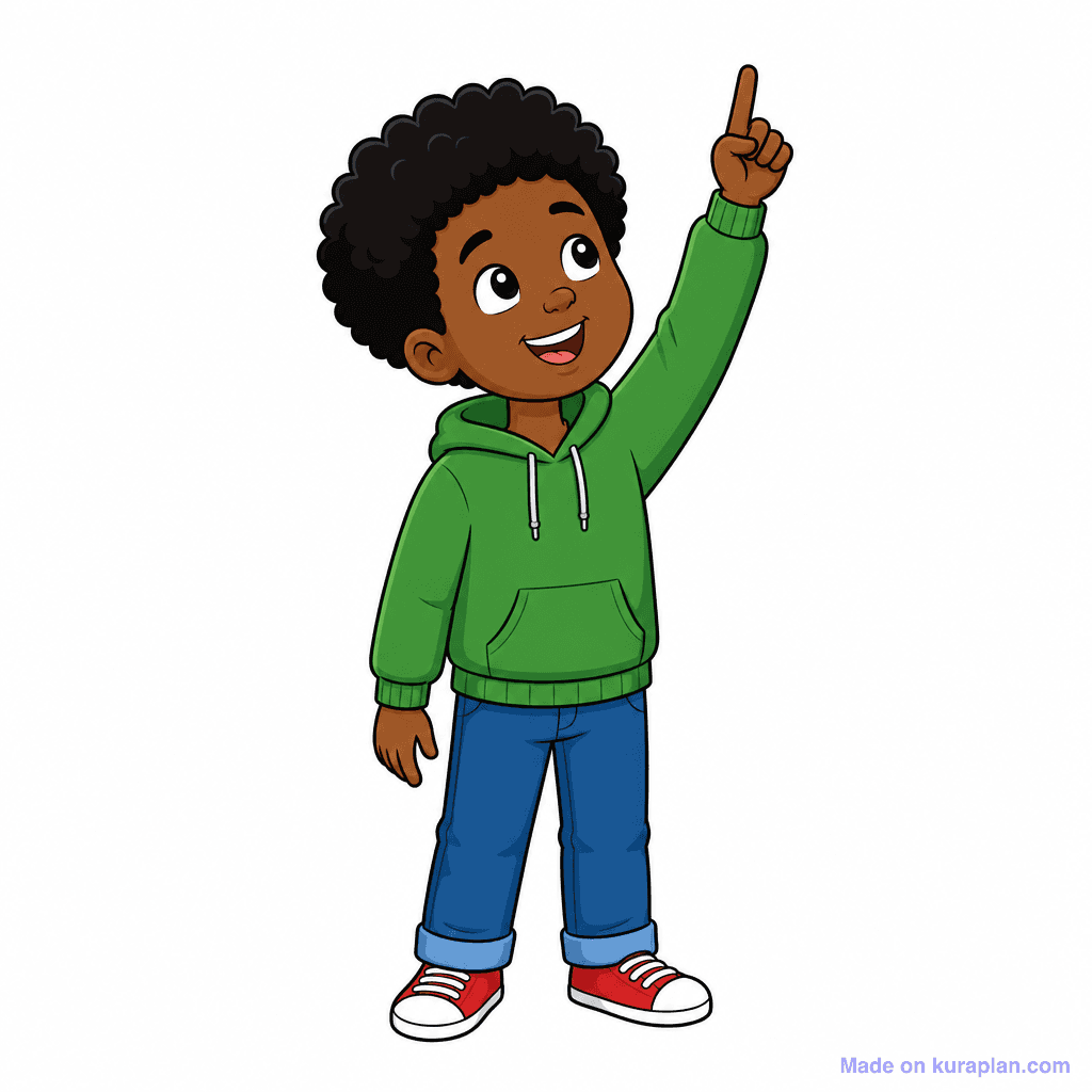 Mascot Kid Pointing Up
