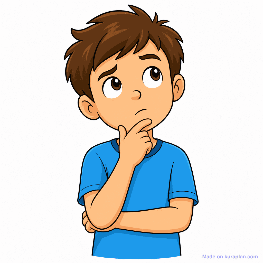 Mascot Kid Thinking Chin