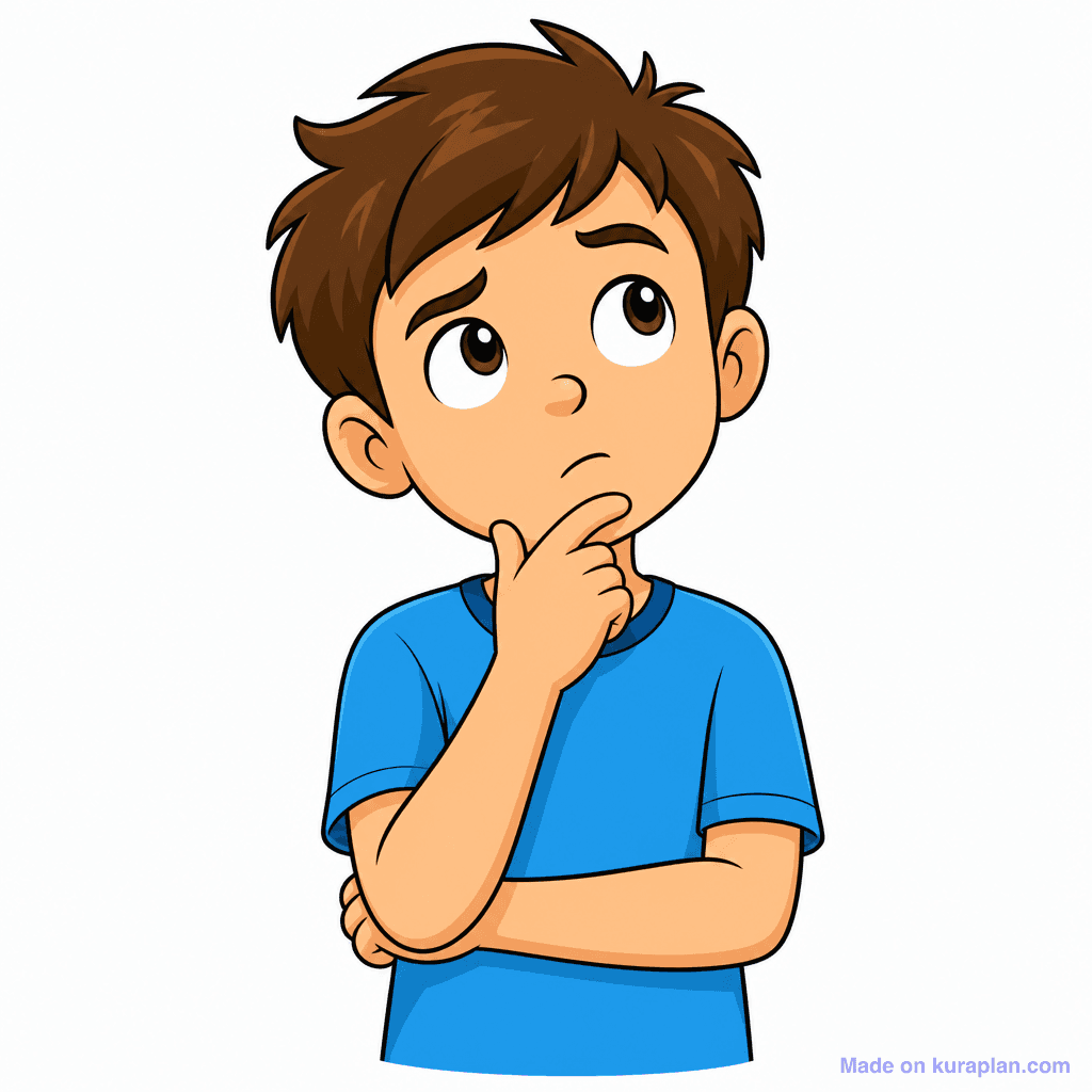 Mascot Kid Thinking Chin