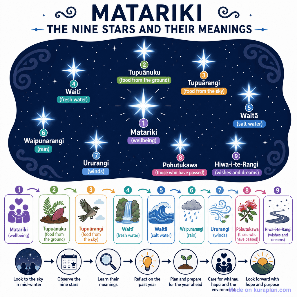 Matariki — The Nine Stars and Their Meanings (detailed)