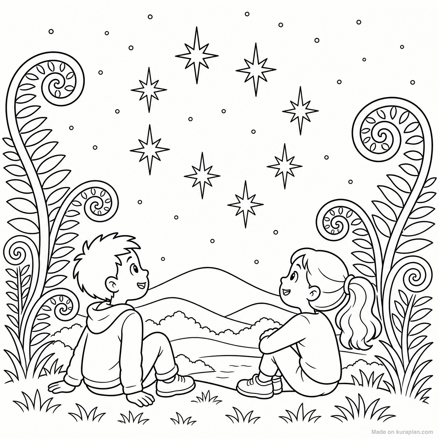 Matariki Star Cluster — Coloring Page