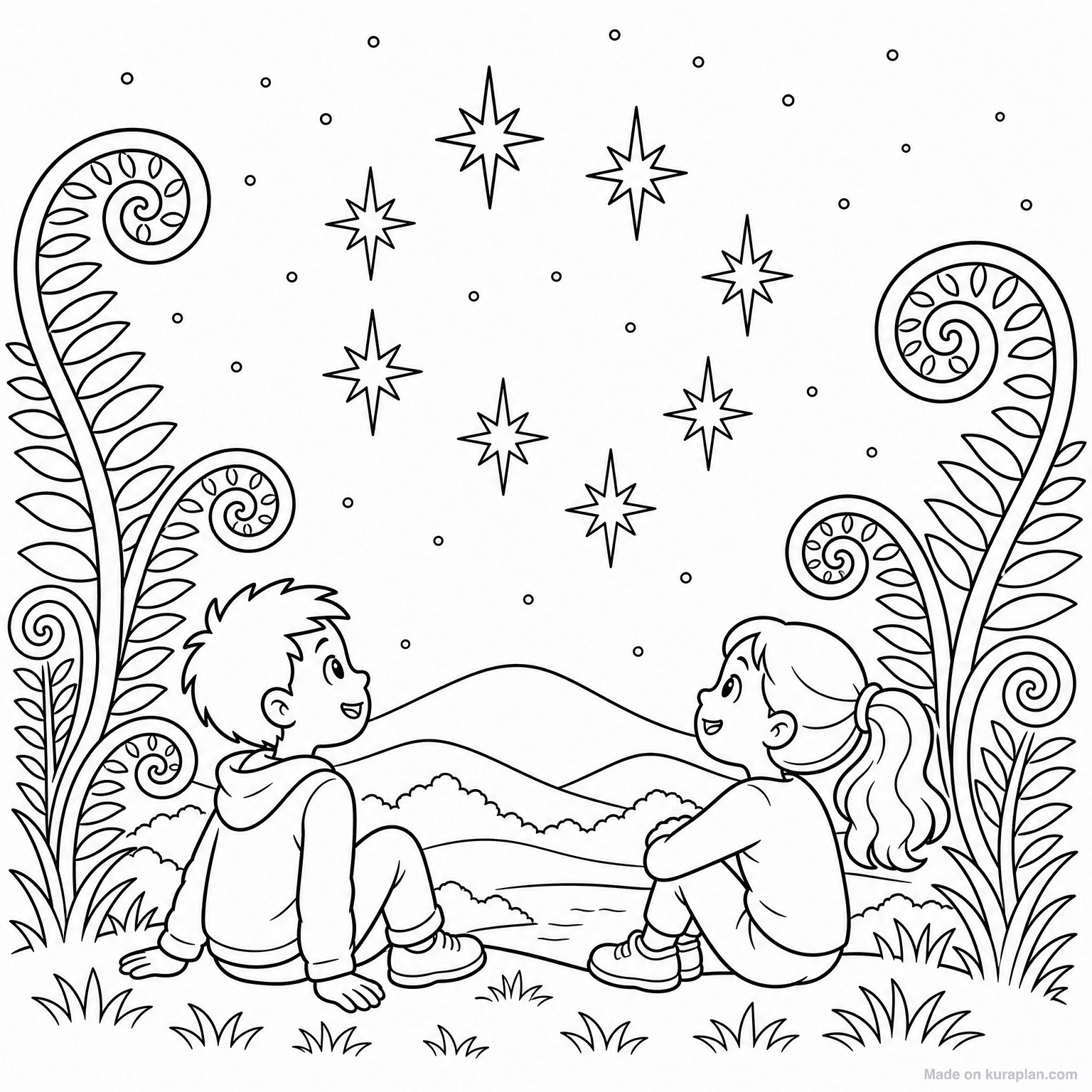 Matariki Star Cluster — Coloring Page